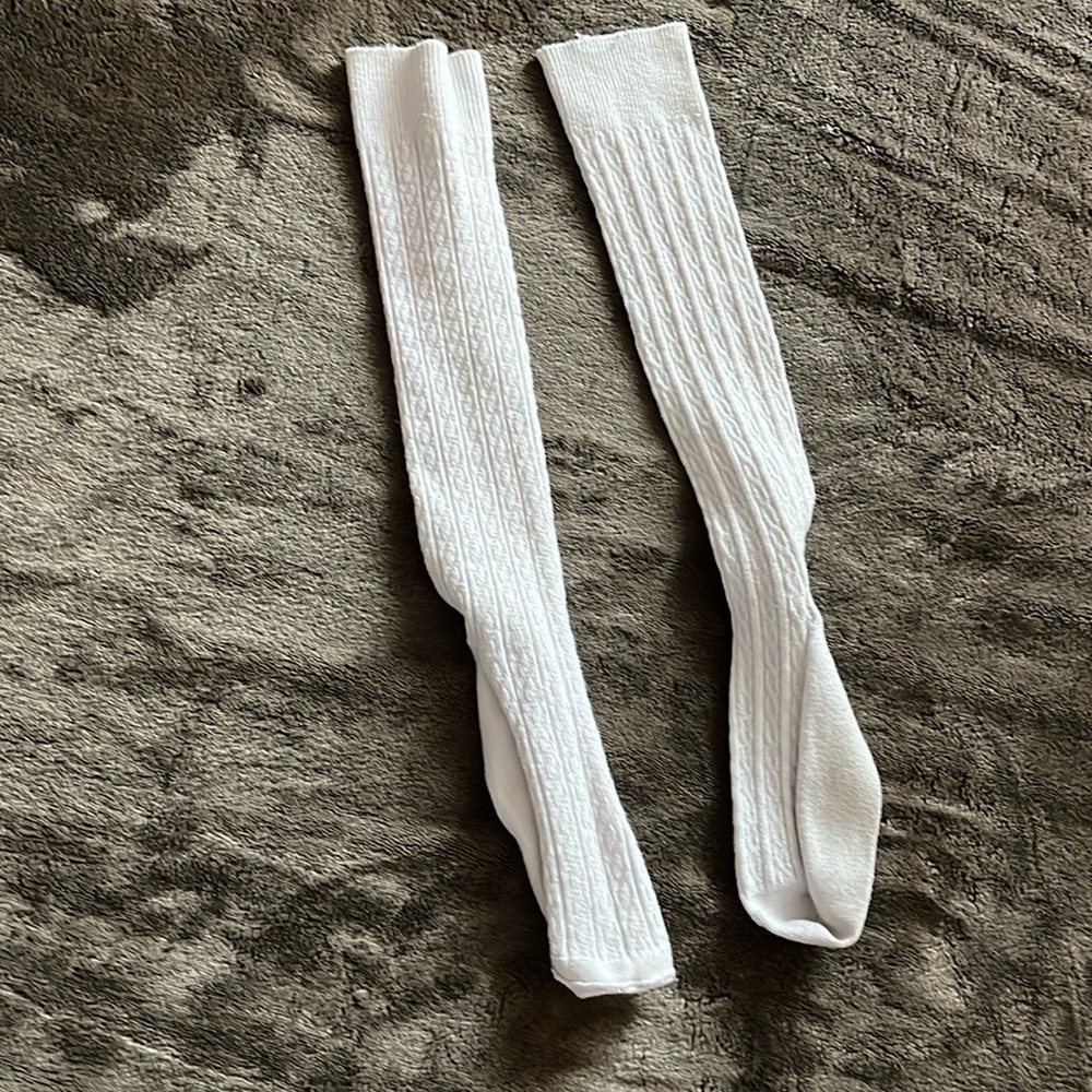 Plain white long socks